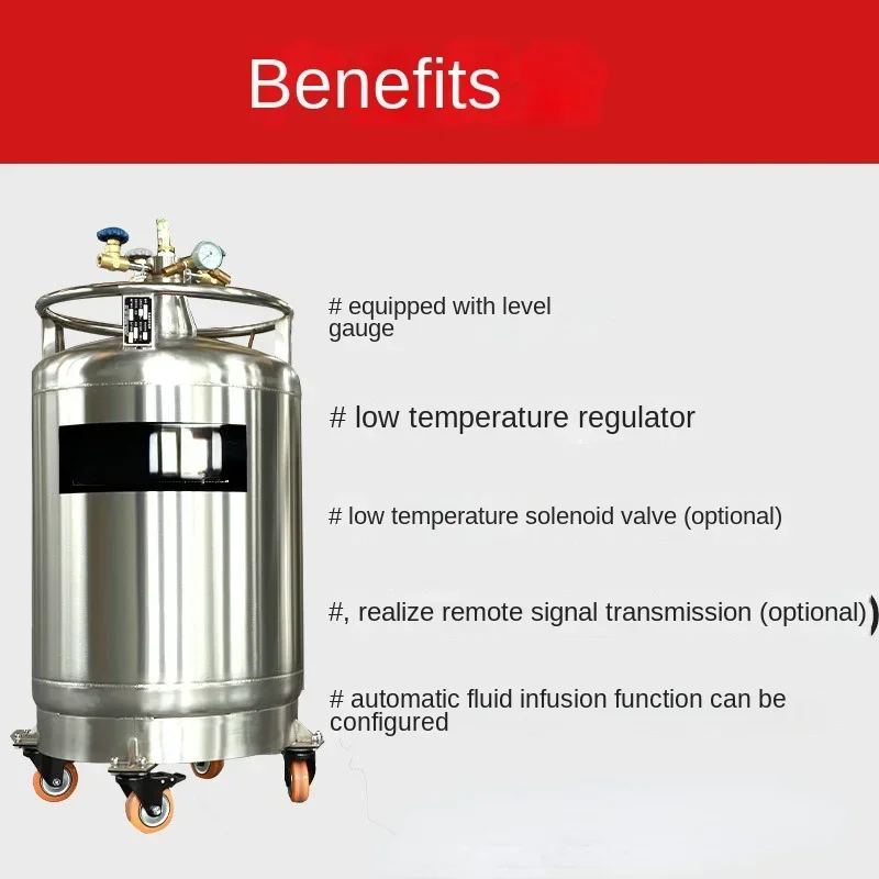 Self-Pressurized Liquid Nitrogen Tank Stainless Steel Stem Cell Dewar Flask Gas Liquid Nitrogen Container Fluid Infusion