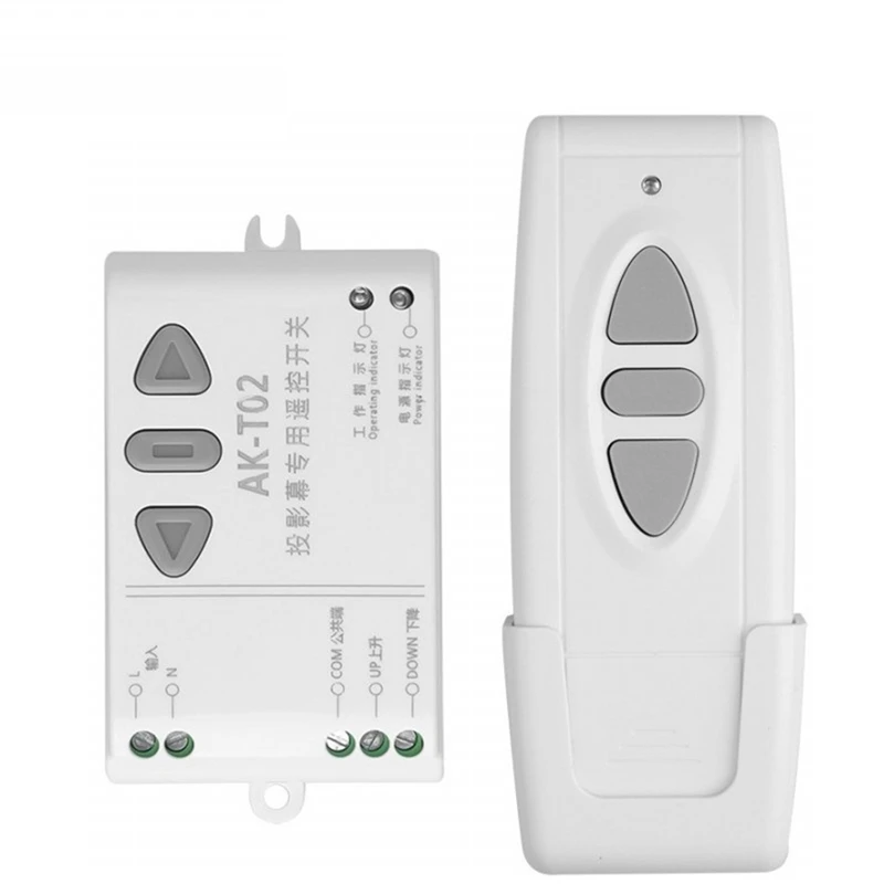 AC85-250V Motor Remote Switch Controller Projection Screen Motor Wireless Switch White 433 UP Down Stop Forwards Reverse Stop