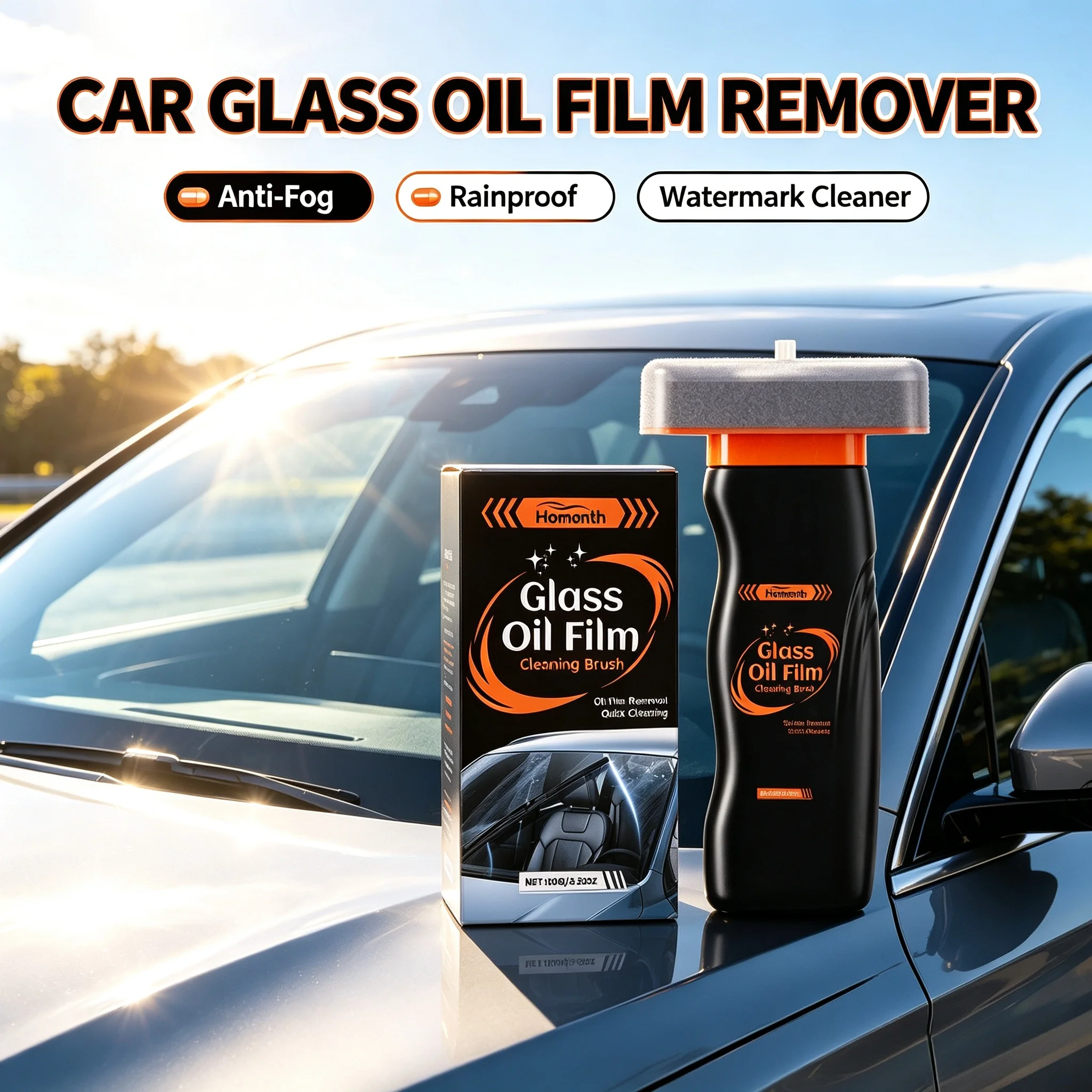 Car Glass Cleaner Gel Oil Film Remover Windshield Watermark Clean Anti-Fog Rainproof Coating Auto Window Rearview Cleaning Gel