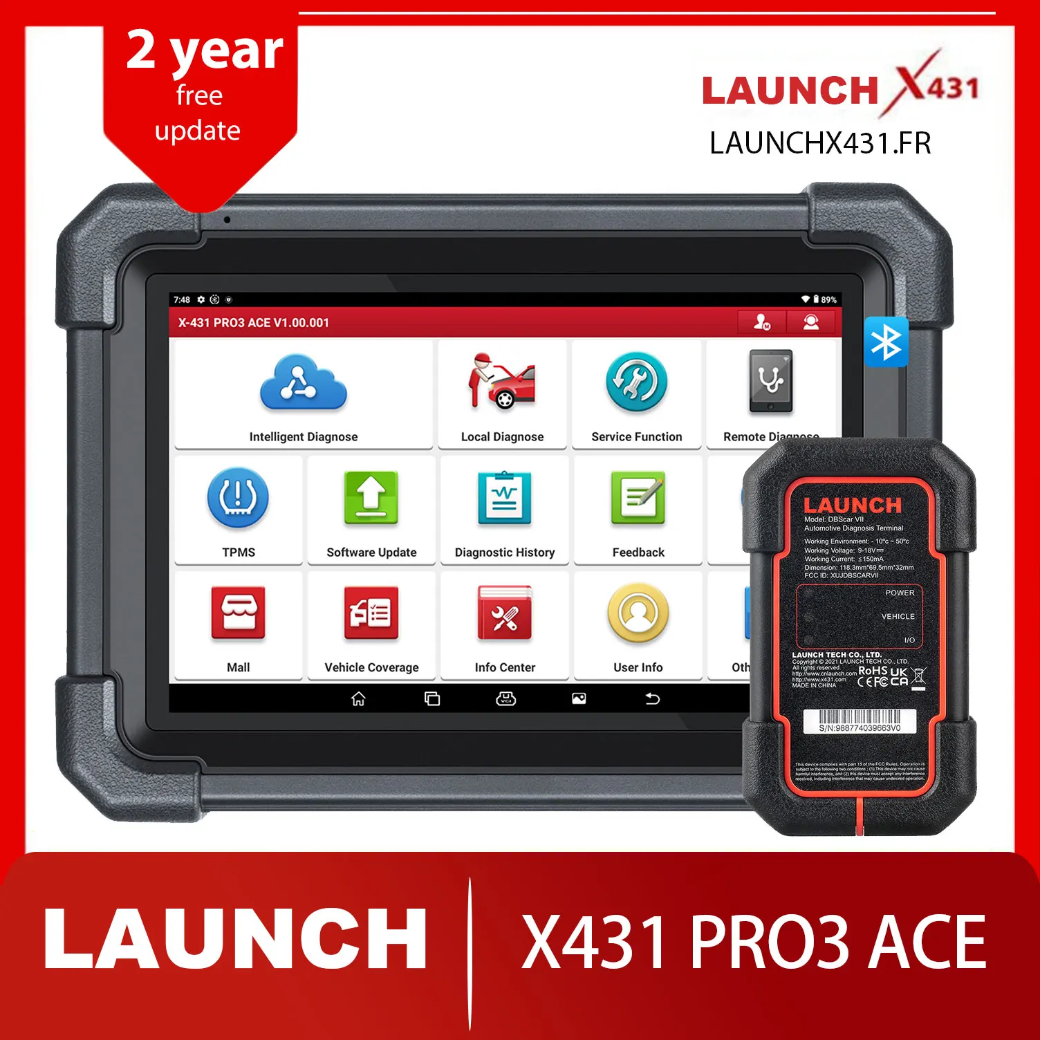 LAUNCH X431 PRO3 ACE OBD2 Scanner 10.1 Inch Wireless Diagnostic Scan ...