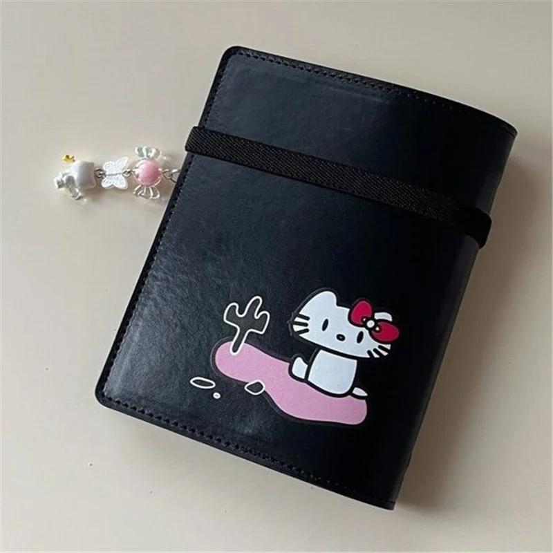 A7 6Holes Black PU Cat with Blank Inner Page Journal Sketchbook Accessories Not Including Pendant