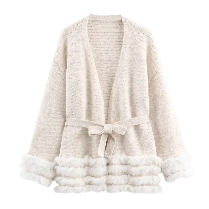 

YENKYE Новый женский элегантный модный вязаный кардиган с поясом, осенне-зимнее винтажное свободное пальто