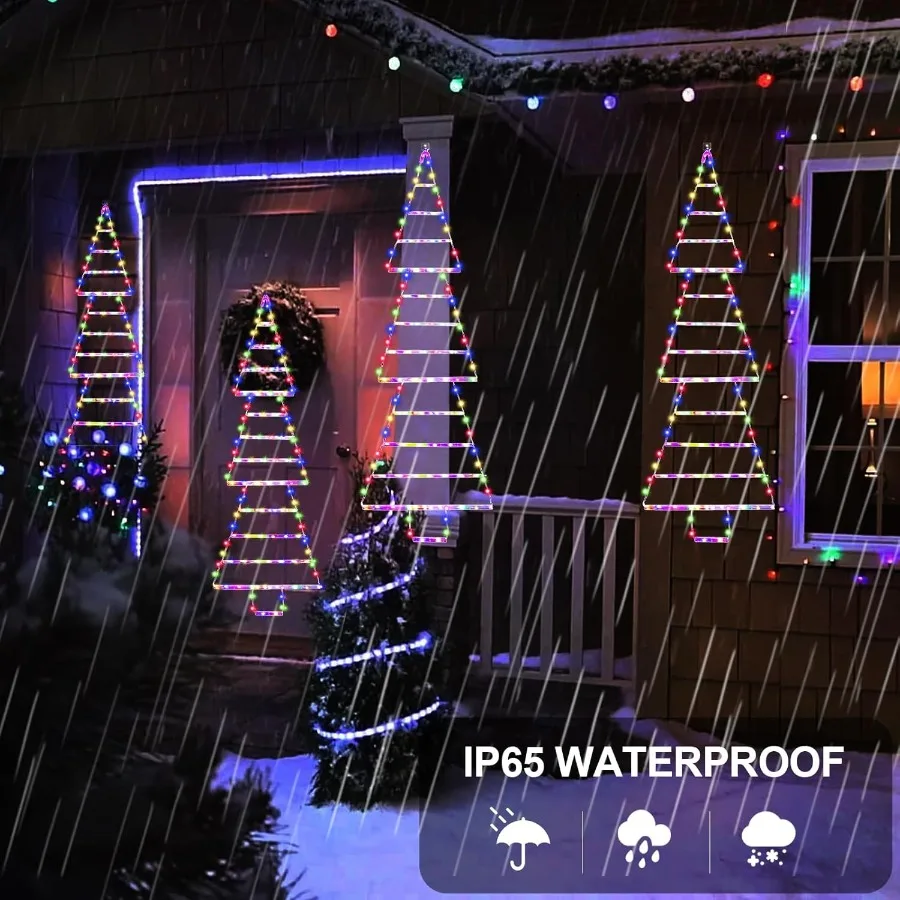 LED عيد الميلاد ضوء 4.3ft عيد الميلاد الزخرفية سلم شجرة Lights165 LED في الهواء الطلق زينة عيد الميلاد أضواء للمنزل جدار الفوز