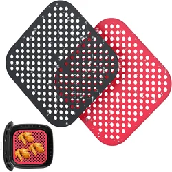 Square Reusable Air Fryer Liners Non-Stick Silicone Mats Resistant Heat Easy to Clean Steamer Liners for Kitchen Baking