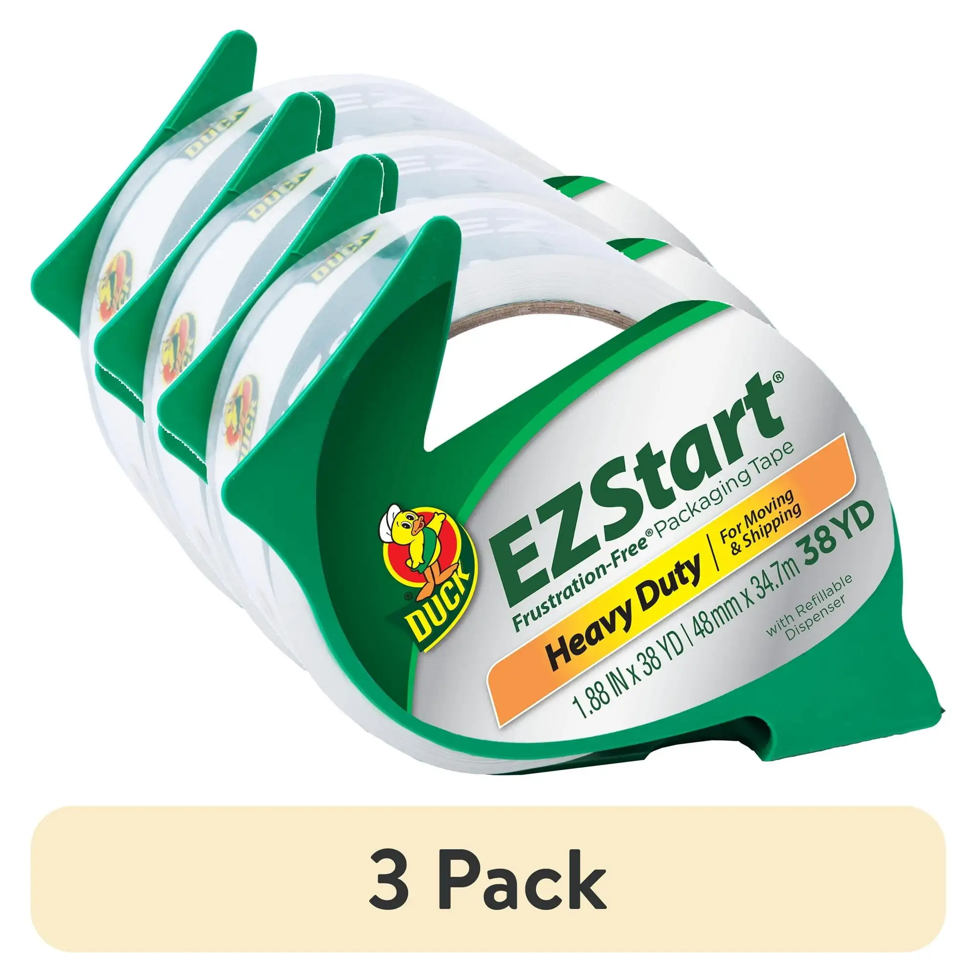 

(3 pack) Duck EZ Start 1.88" x 38.2 yd. Clear Acrylic Packing Tape & Dispenser