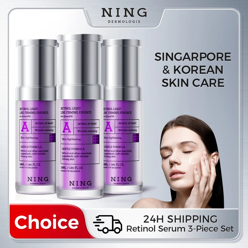 NING Retinol Anti-Aging Serum 30ml x 3 – Starter-Friendly Night Essence for Wrinkle Repair, Firming & Youthful Glow