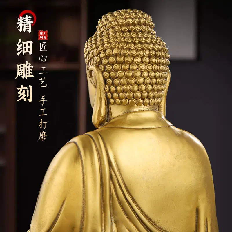 XL high-end copper three saints, a set of Buddha statues, home living room, Bodhisattva Buddha statue ornament, home brass