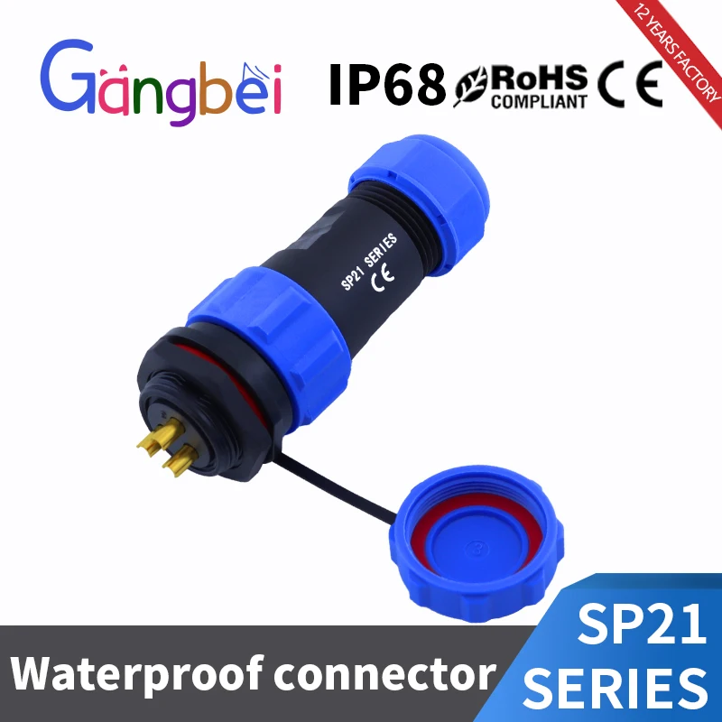 SP21 Aviation Male/Female plug Socket SP2110P SP2111S SP2112S IP68 Back nut waterproof connector Gangbei