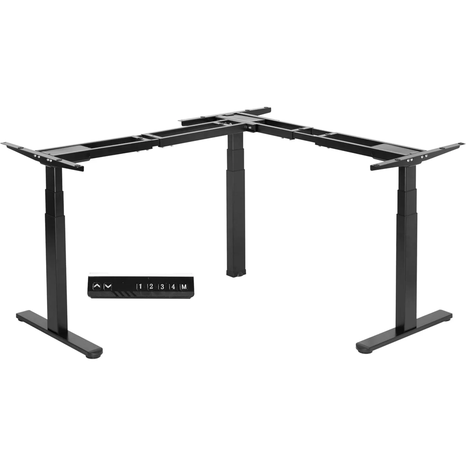 US Electric Motor Height Adjustable Corner 3 Leg Standing Desk Frame,Frame Only, Sit Stand Ergonomic L Frame, Black, DESK-V130EB