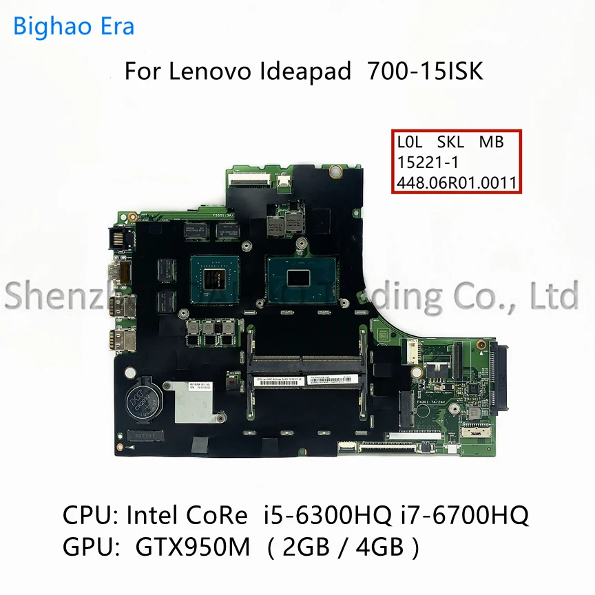 

For Lenovo Ideapad 700-15ISK Laptop Motherboard With i5-6300HQ i7-6700HQ CPU GTX950 15221-1 448.06R01.0011 5B20K91445 5B20K91444