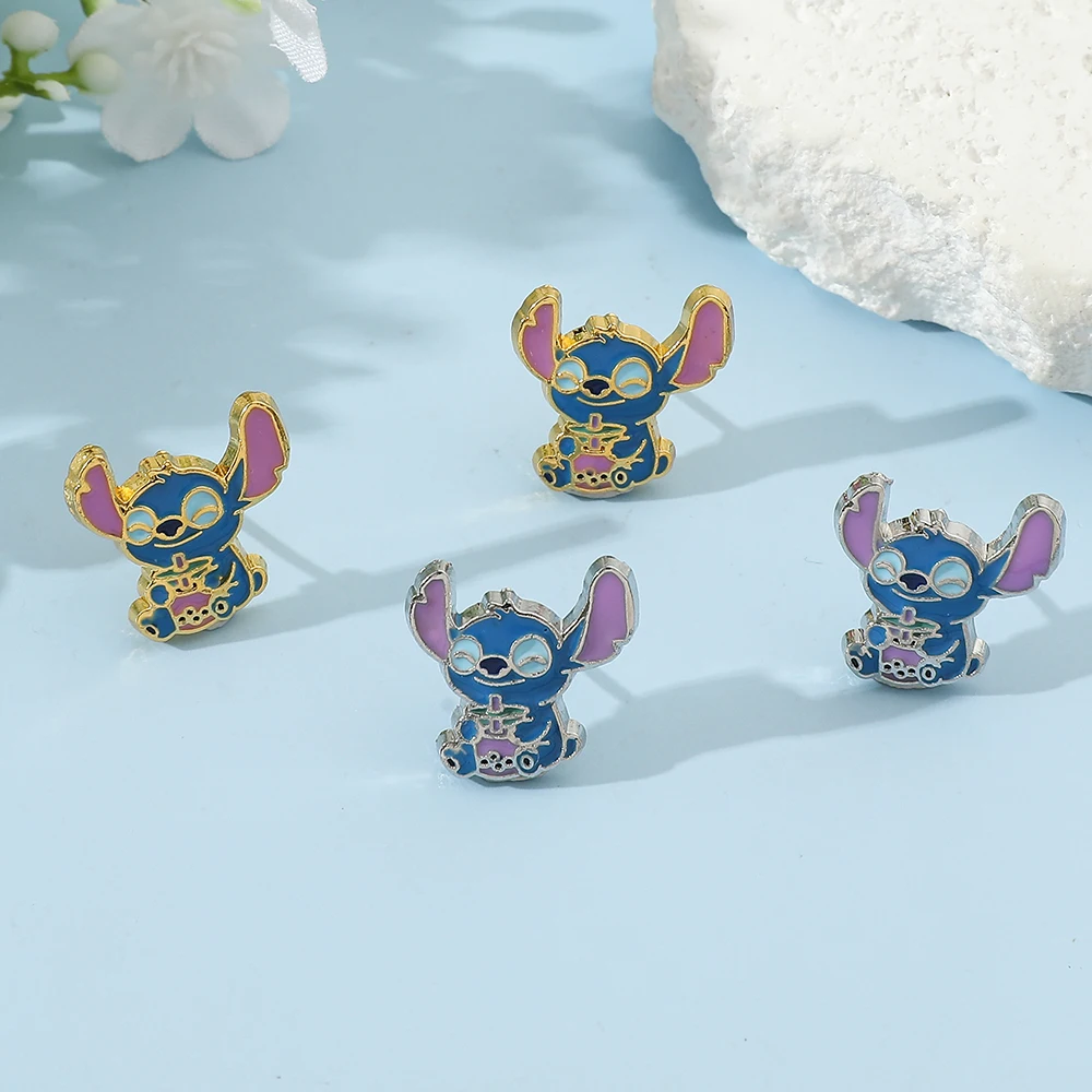 Disney Cartoon Lilo & Stitch Ear Stud Kawaii Stitch Enamel Metal Earring Delicate Jewelry Accessories Christmas Gifts For Friend