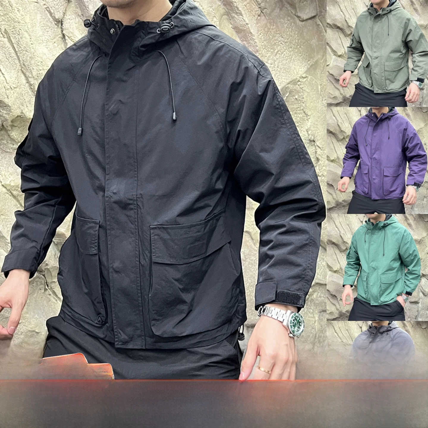 

Outdoor Windproof Waterproof Workwear Jaet Hooded ex Stand Fit Nylon Fabric Autumn Season 3D Tailoring Youth Trend