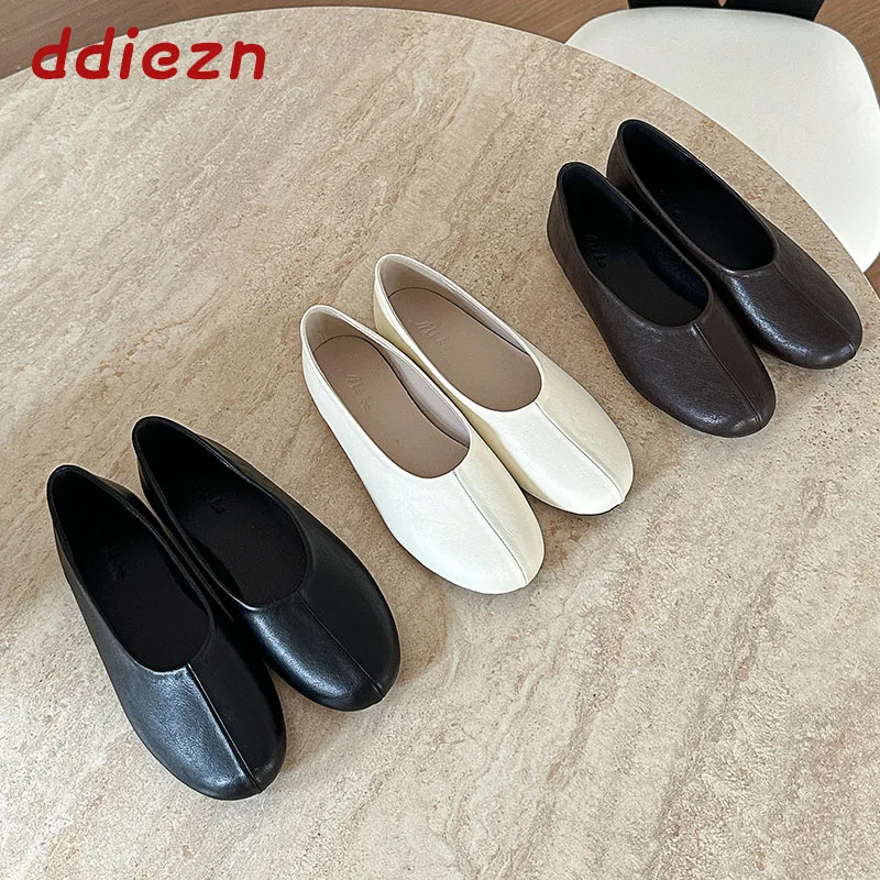 

Женские мягкие туфли-балетки, новые осенне-весенние модные туфли без застежек с круглым носком, женские слипоны