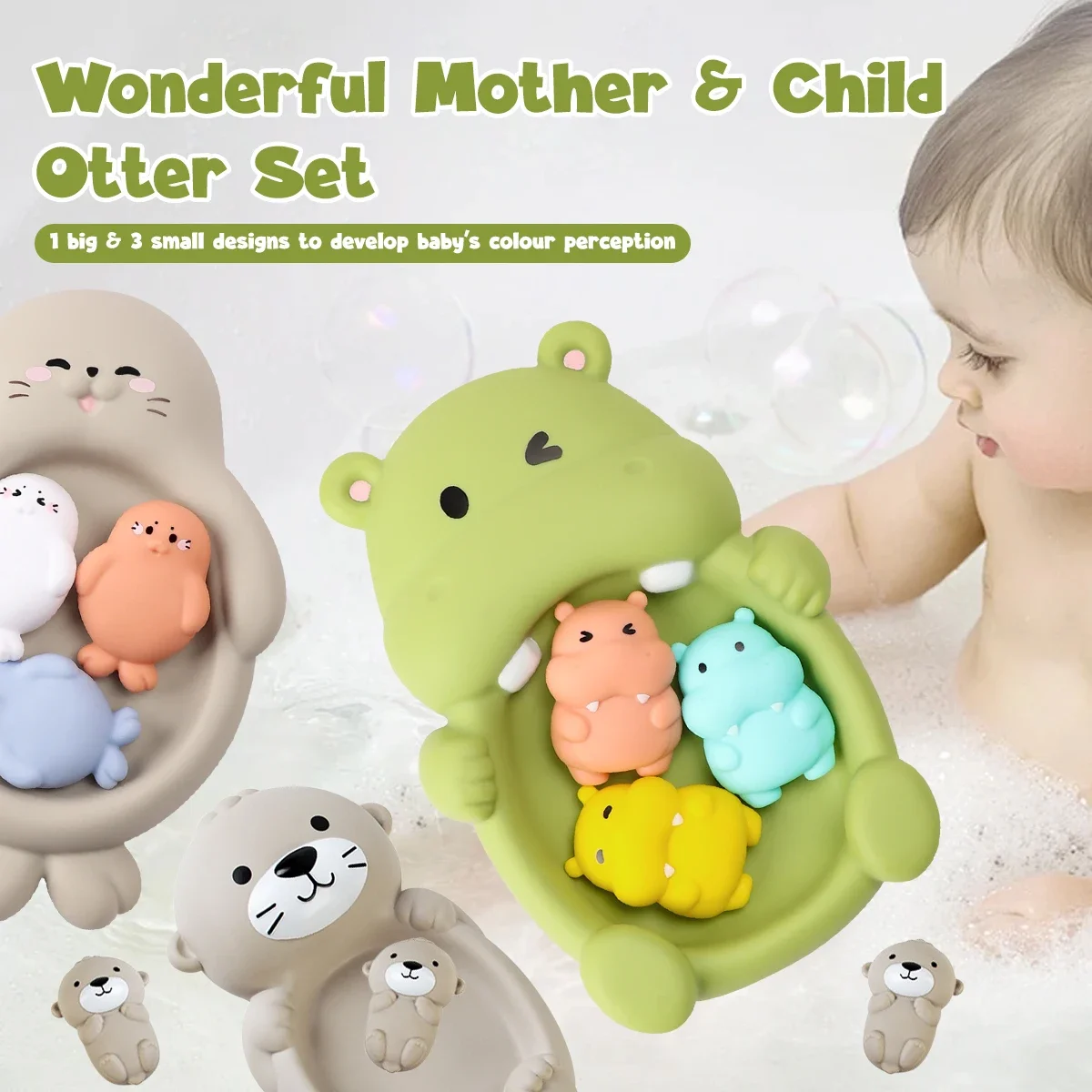 Children's Bathroom Floating Animal Otter Sealed Floating Water Toy Baby Bath Toys Swimming Pool Toy Comfort Toy