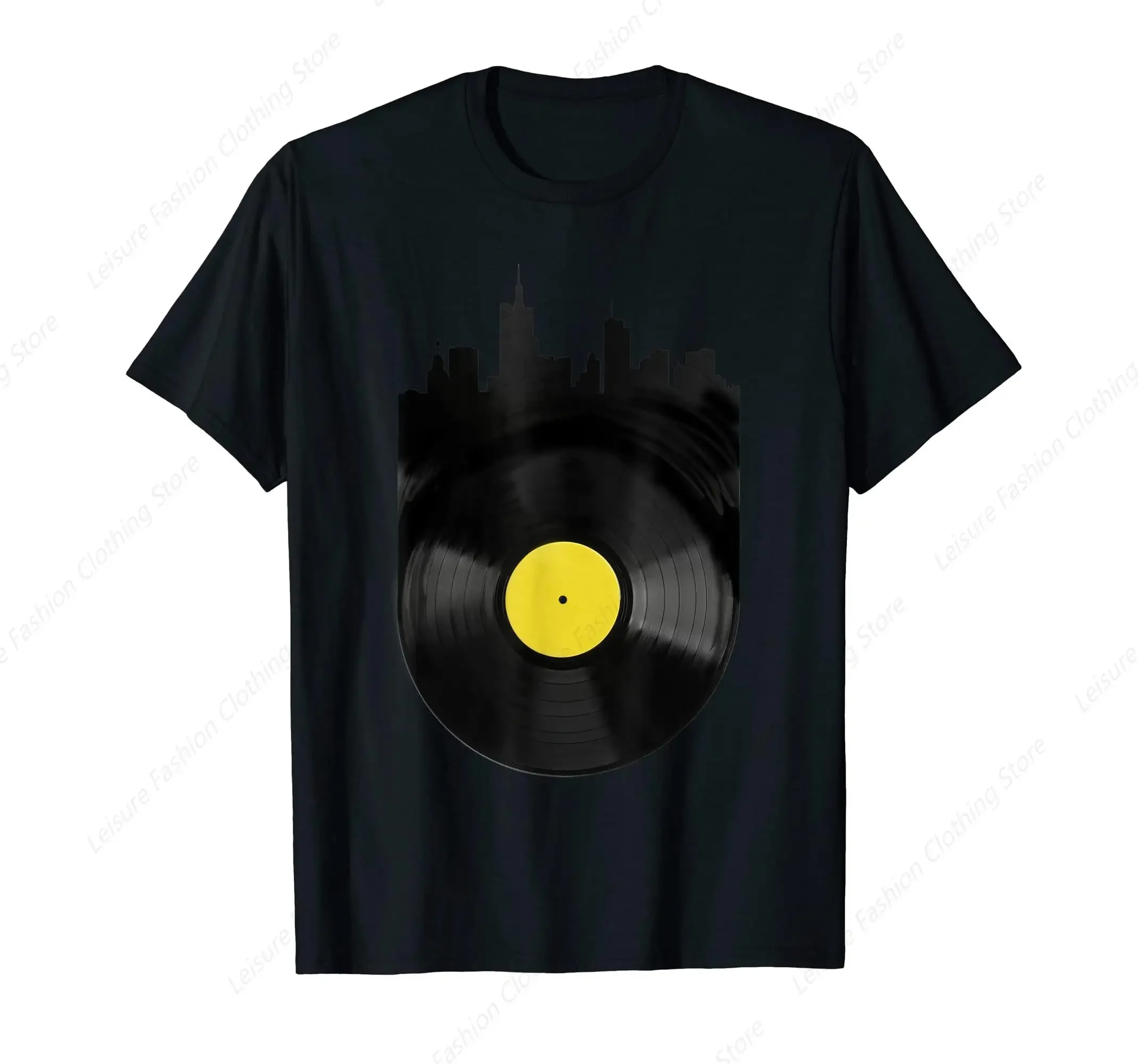 Record Cityscape Retro Vinyl City Skyline Music Lover Gift T-Shirt