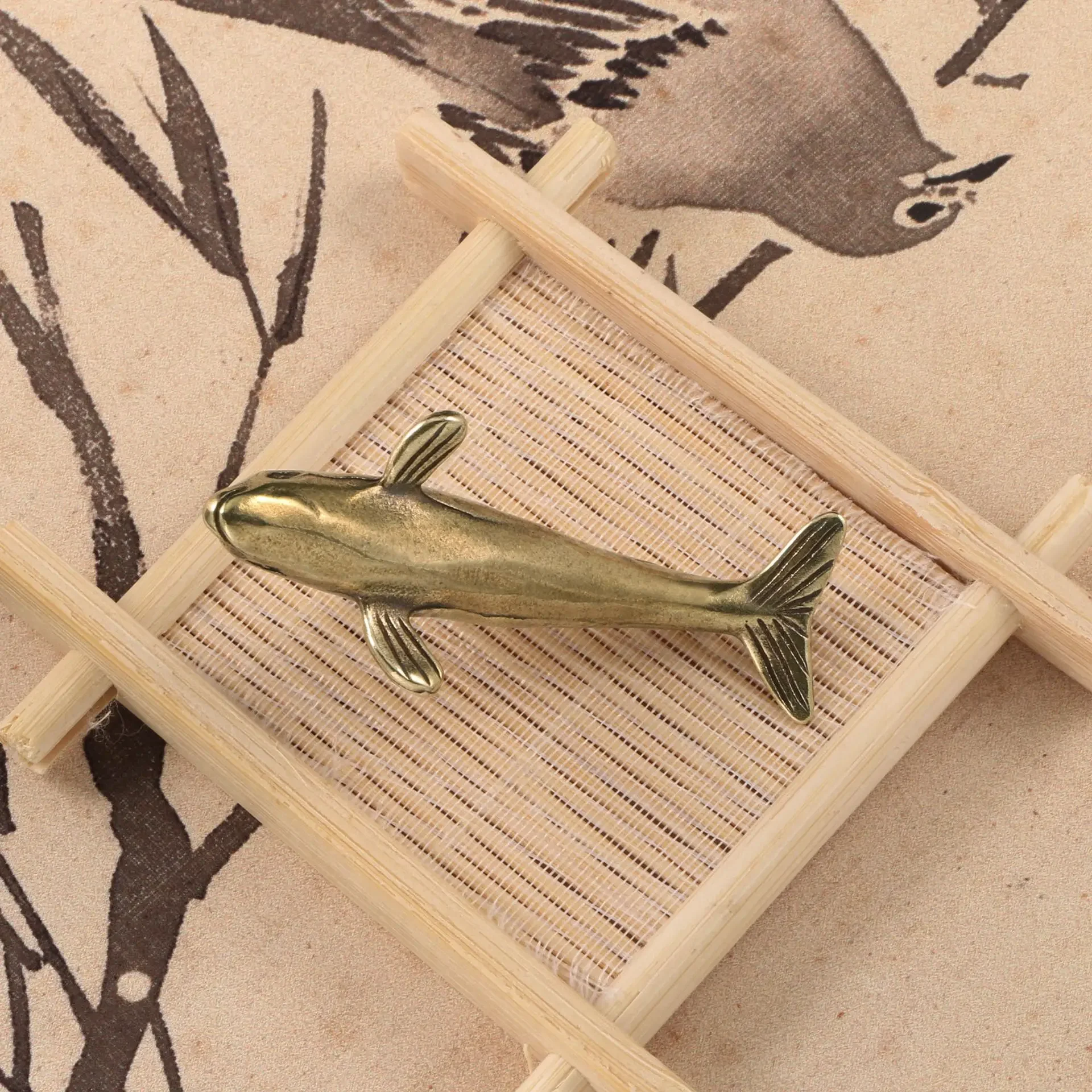 Smiling Dolphin Brass Figurines Marine Life Table Pet Decoration Crafts Cute Animal Decorative Handicrafts Christmas Gifts