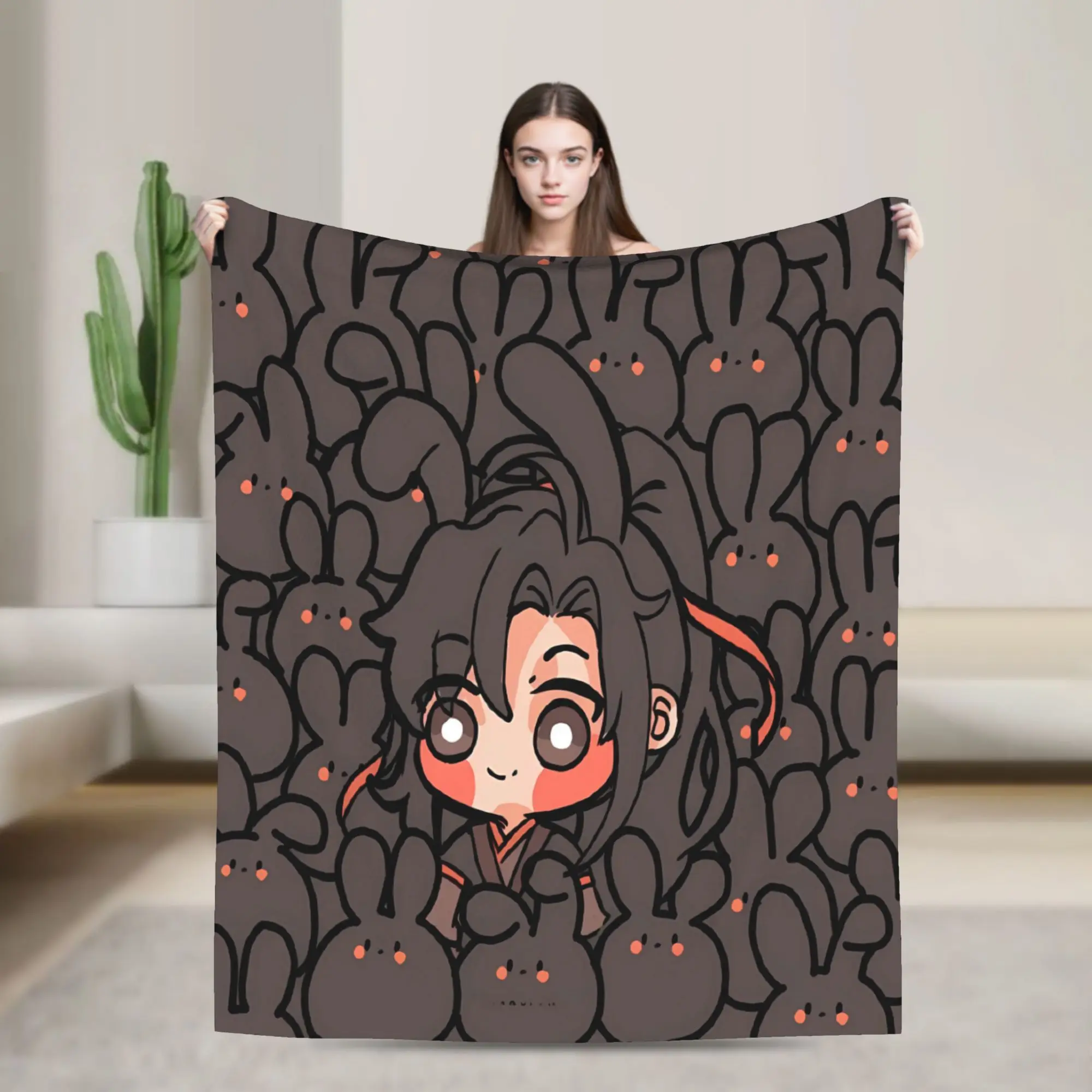 The Untamed WangXian Bunny Mo Dao Zu Shi Flannel Blanket Super Soft Throw Blanket for Girls Couch Chair Bedspread Sofa Bed Cover
