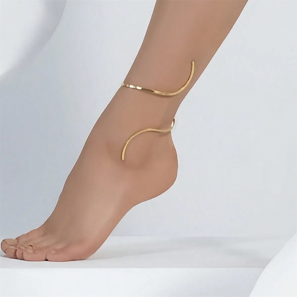 S-Shaped Wrapped Ankle Chain, Retro Style