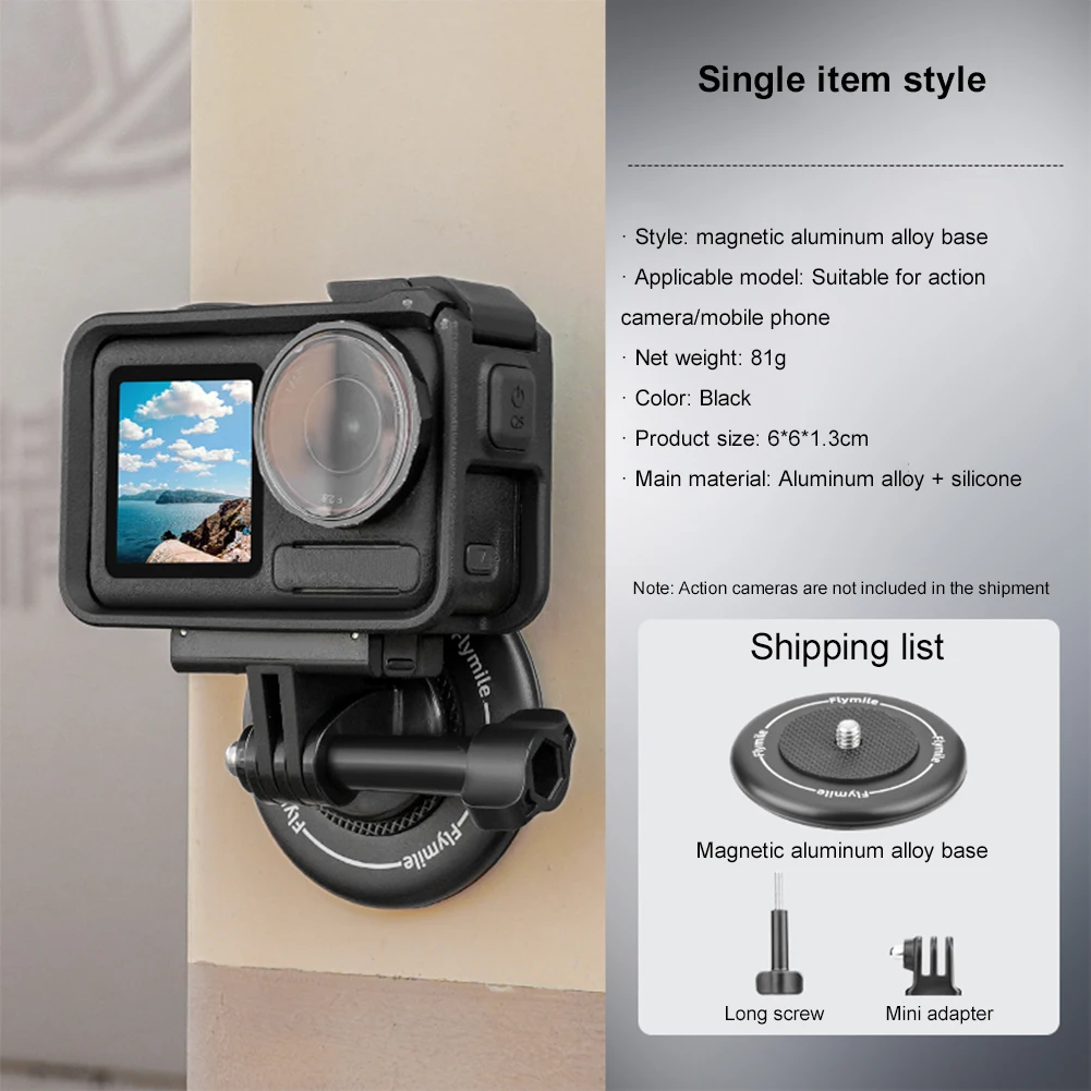 Support de caméra à base magnétique avec rotule à 360 °, adaptateur de caméra, vis 1,4 ", DJI Action 5 Pro, Insta360, DJI Pocket 3