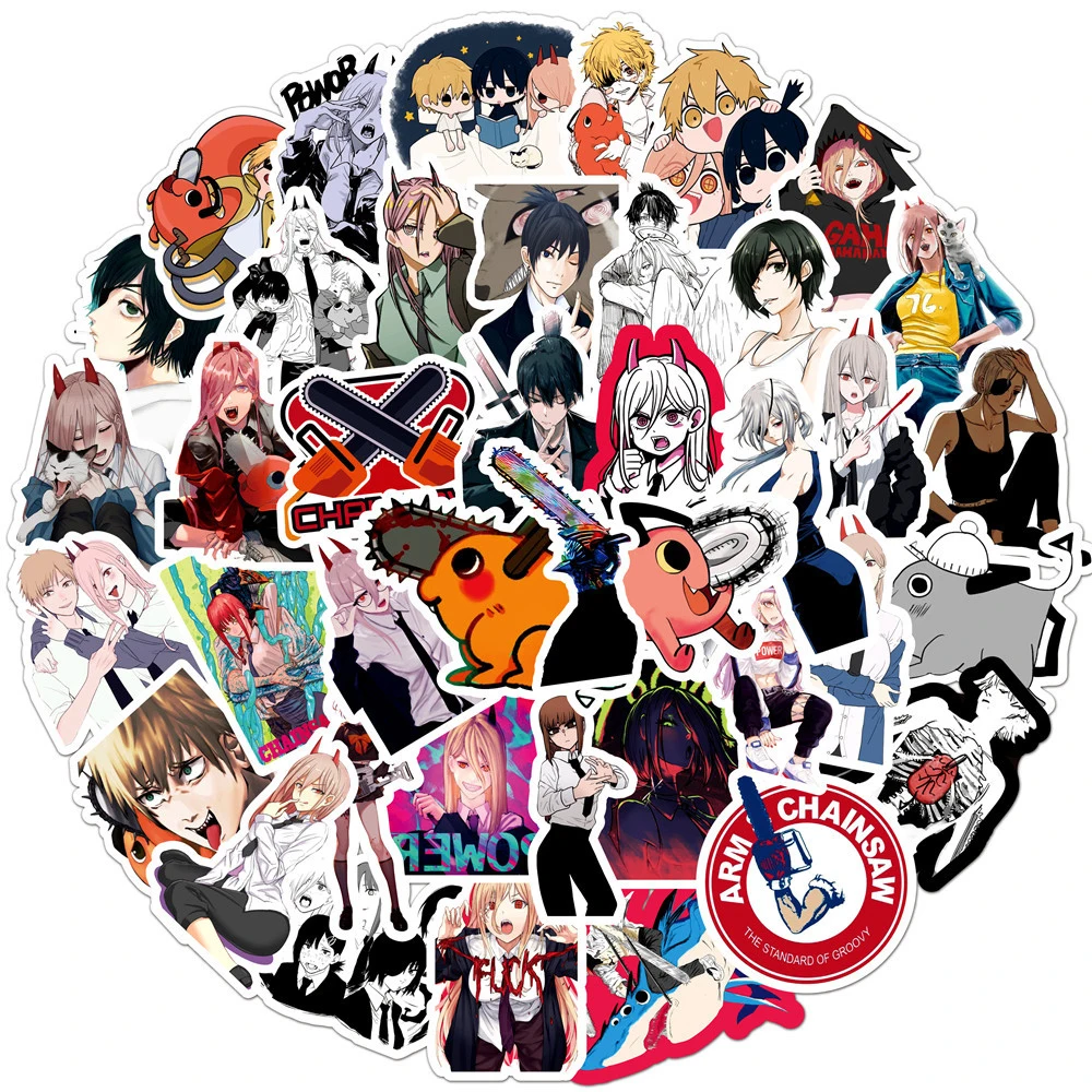 10/30/50/100pcs Anime Chainsaw Man Stickers Cool Denji Makima Cartoon Waterproof Sticker Decals Graffiti Water Bottle Laptop Car