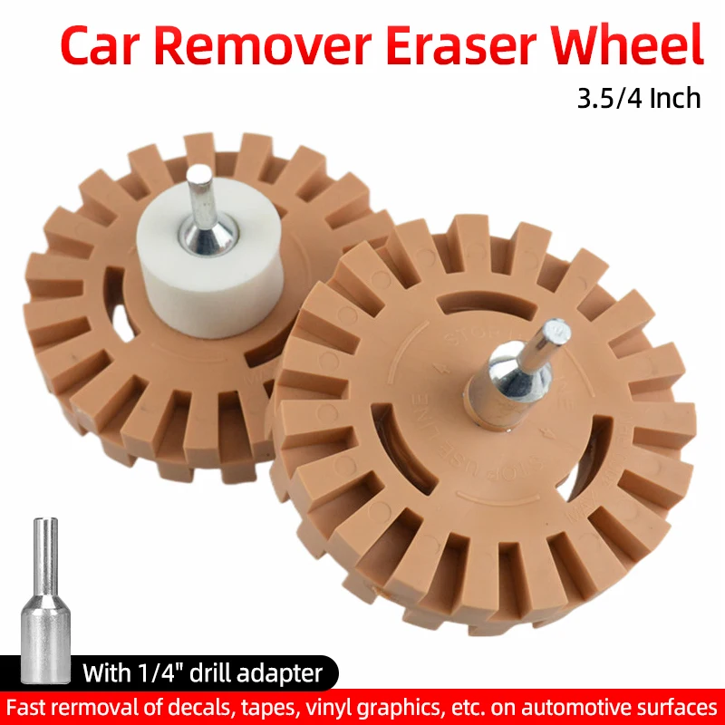 

Car Eraser Wheel 3.5/4 Inch Decal Remover Eraser Wheel Adhesive Sticker Pinstripe Remover Paint Repair Quick Cleaning Tool
