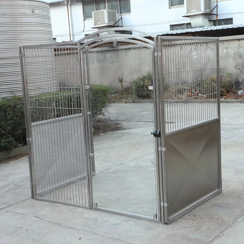 Square Pattern Dog Kennel, Large Walk-in Pet Cage, Customizable Outdoor Fence, Durable Steel Construction