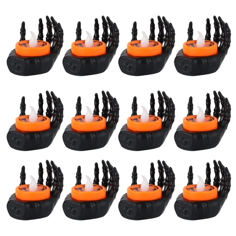 4x7b 12pcs Skeleton Hand LED LED Skeleton Hand Tandle Tealight Indoor Decoration
