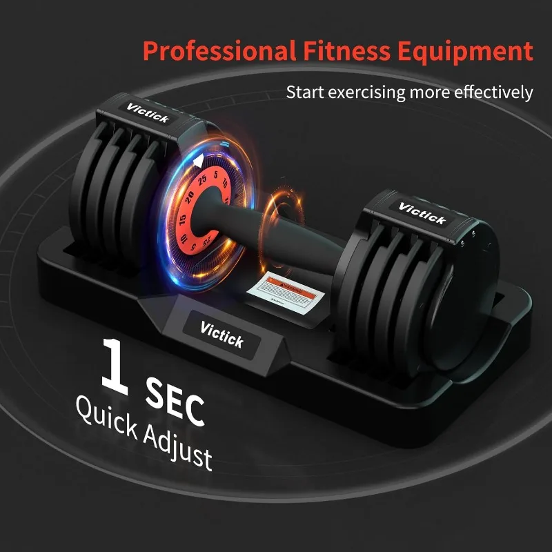 25/55lb Pair Adjustable Dumbbells Set Dumbbells with Anti-Slip Metal Handle for Exercise & Fitness Fast Adjust Weight