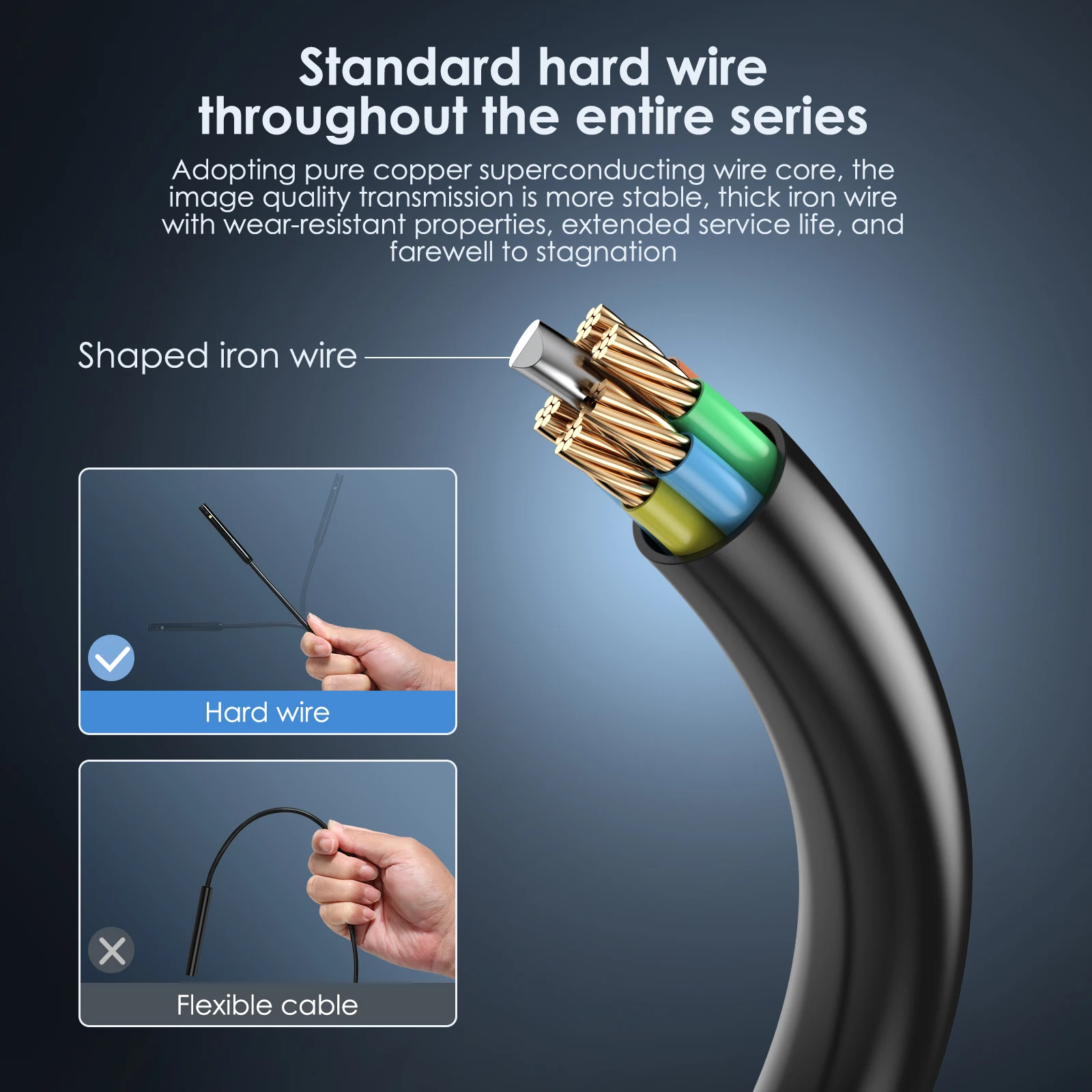 1920*1440 Endoscope Camera with 6+1 LED Light 2 Camera IP67 Waterproof Inspection Camera TYPE-C to Micro Snake Cable