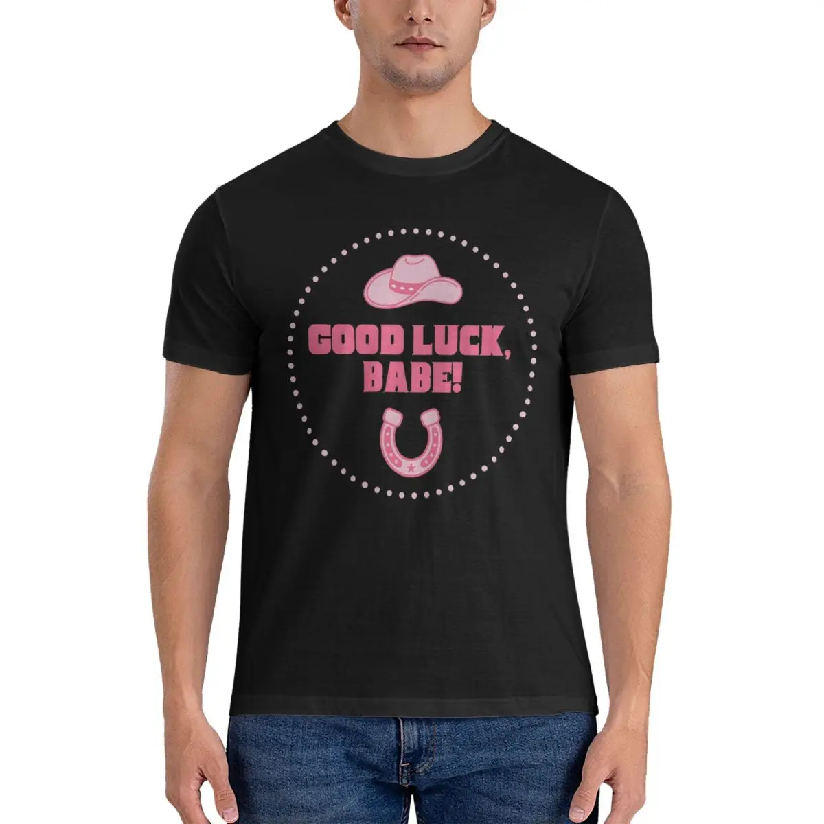 Good Luck Babe Pink Pony Club Cowgirl Western Groovy T-Shirts for Men Chappell Roan Cotton Tees Crew Neck T Shirts Clothing