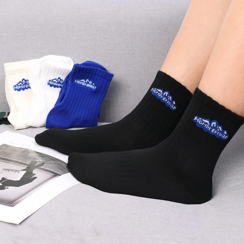 New Blue Socks Women In The Tube Socks Solid Color Trend Tube Socks Popular Style Men and Women Couples Stocking Sport Socks