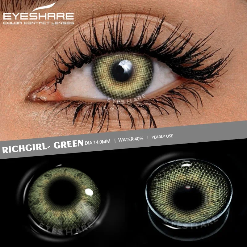 EYESHARE 1Pair Colored Contact Lenses for Eyes Natural Eye Color Lenses Brown Eye Lenses Blue Contacts Yearly Green Contact Lens