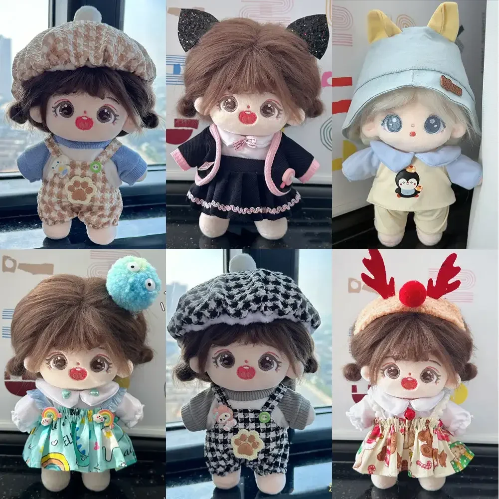 20CM Cotton Doll Rompers Cartoon Plush Doll Replacement Outfit Lolita Dress Playing House Accessories Mini Clothes