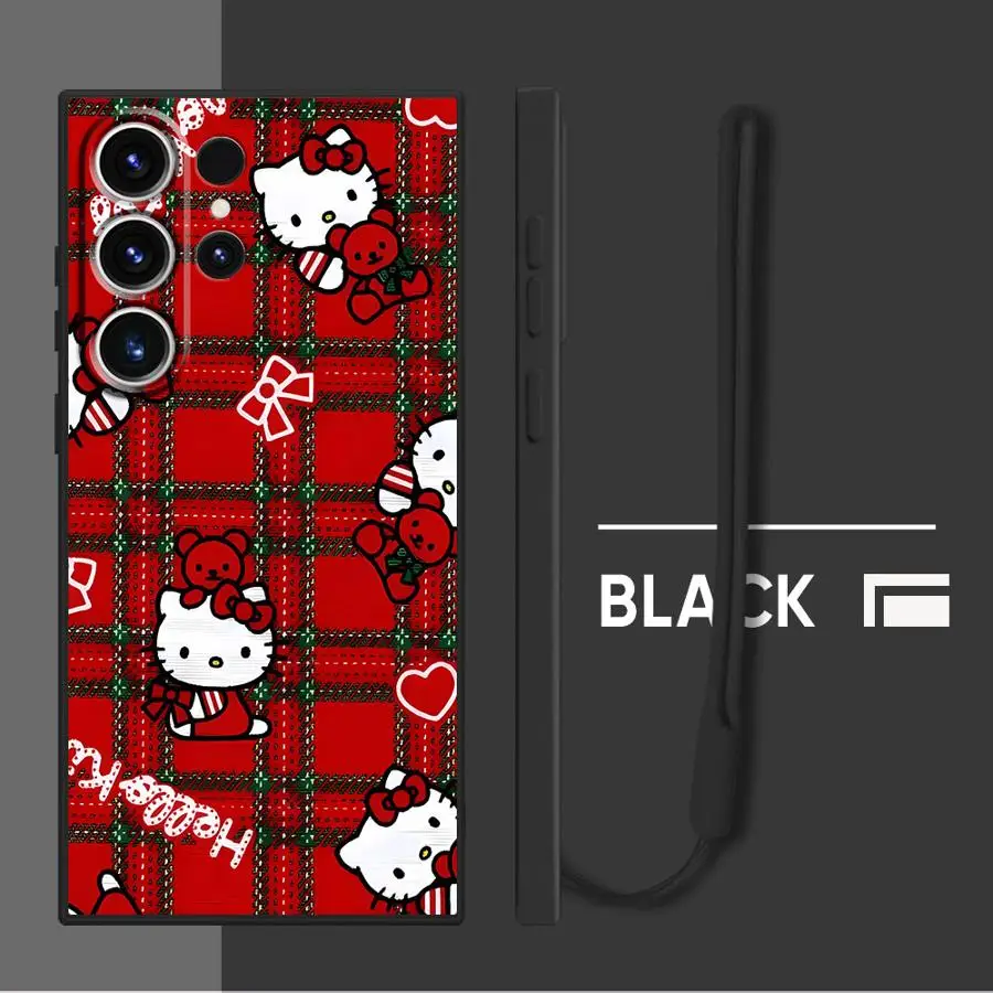 Custodia morbida per telefono per Samsung Galaxy S23 S24 FE Nota 20 10 Ultra S22 Ultra S25 Edge S21 Plus S20 Rosso Sanrio Hello Kitty