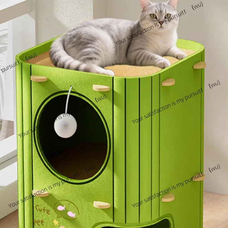 Nido para gatos tridimensional multicapa ins Xiaohongshu, mismo marco cerrado divertido para escalar gatos, nido universal de fieltro para las cuatro estaciones