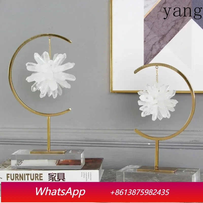 

Natural Crystal Flowers Statue Metal Crafts Desk Decoration Creative Crystal Base Flower Ornaments Room Aesthetics Furnishings