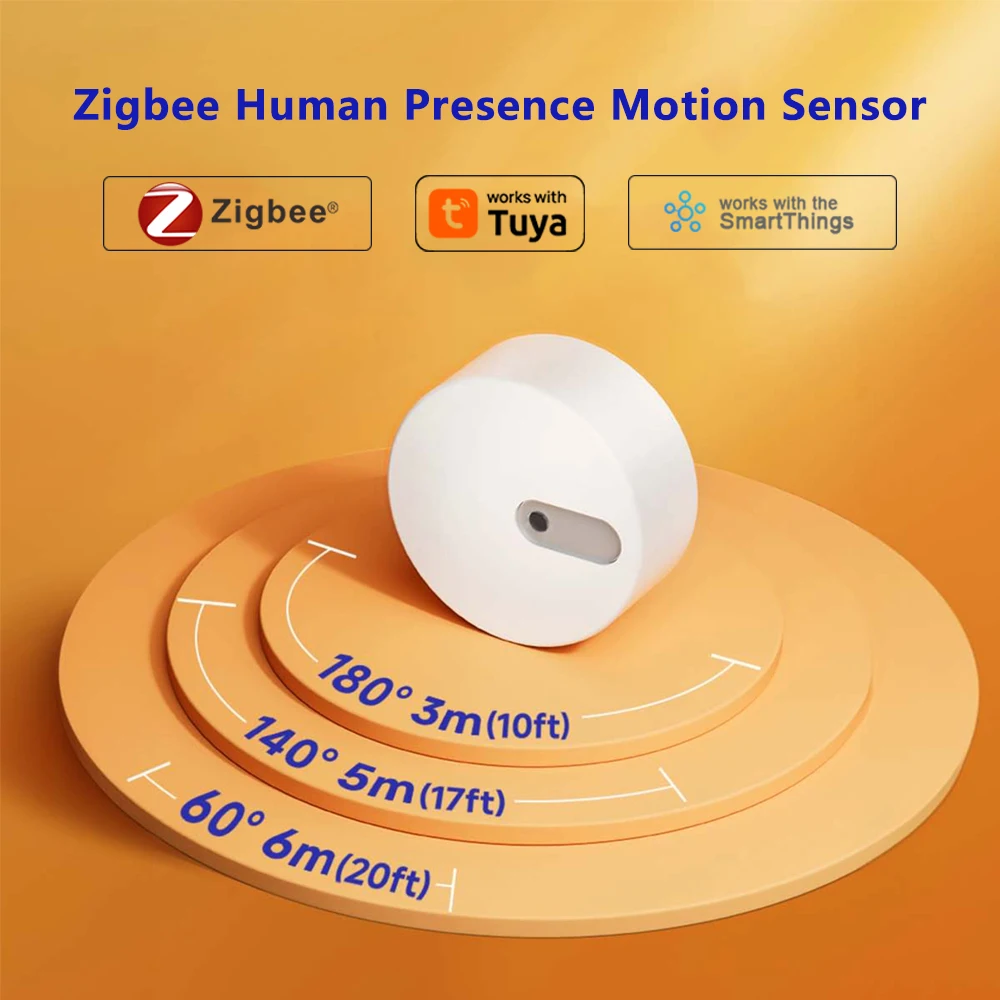 

Умный датчик движения присутствия человека Zigbee, радарное обнаружение волн для домашней безопасности, работа с приложением Tuya SmartLife через концентратор