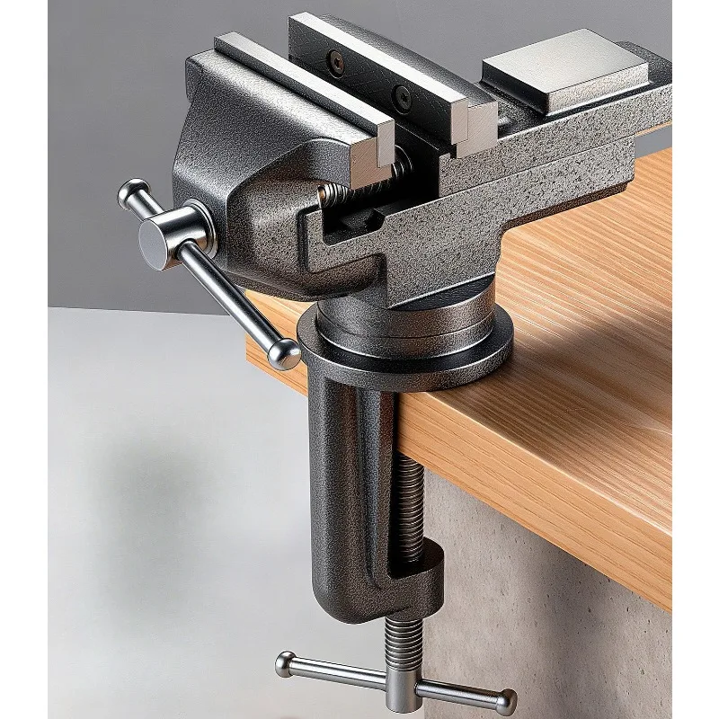 Multipurpose Desktop Work Vise 360 Degree Swivel Design Sturdy Clamp Fixture for Home Woodworking Metal Making Handcraft Tasks