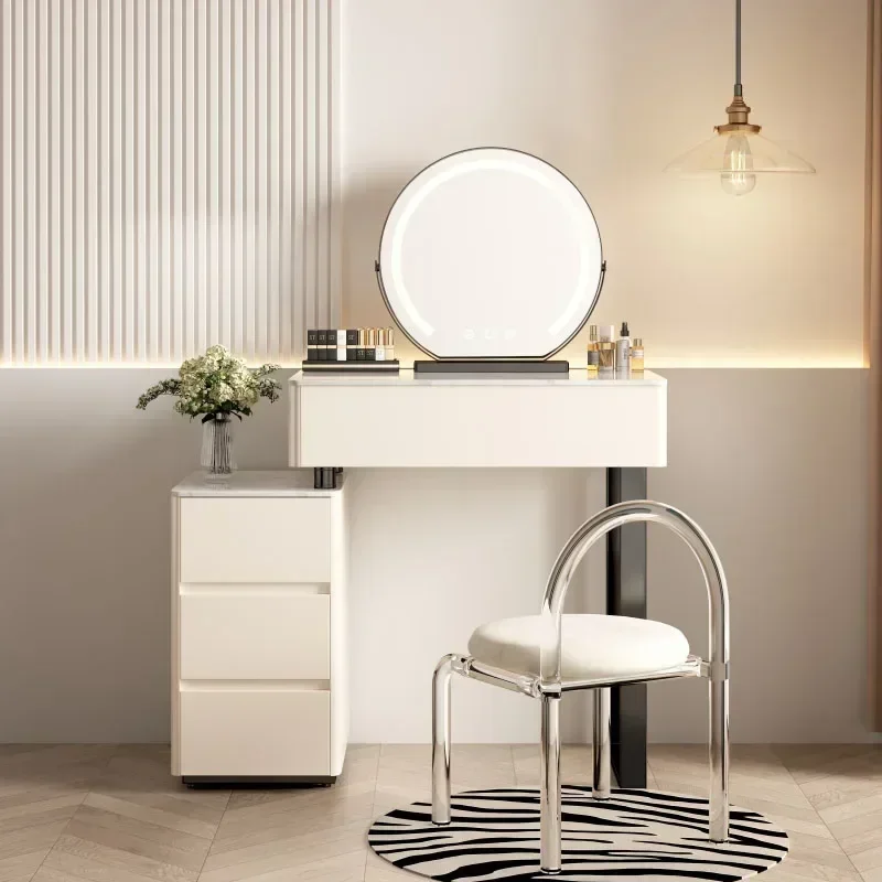 

HOT Modern Bedroom Vanity Table Nordic Organizers Storage Girls Vanity Table European Style Tocador Maquillaje Home Furniture