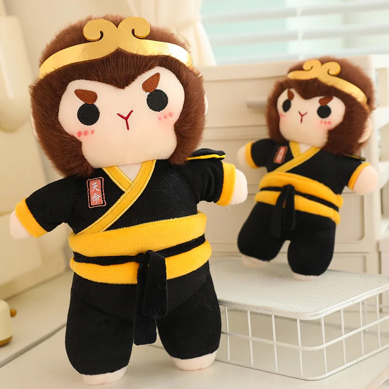 Black Monkey King Kong Plush Toy Chinese Mythical Story Sun Wukong Figure Doll Anime Cartoon Cute Stuffed Monkey Kid Toy Gift