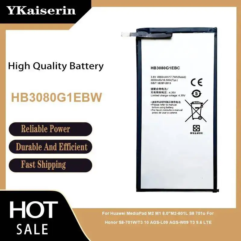 

Battery HB3080G1EBW 4650Mah For Huawei Mediapad M2 M1 8.0"M2-801L S8 701U Honor S8-701W T3 10 Ags-L09 Ags-W09 9.6 Lte