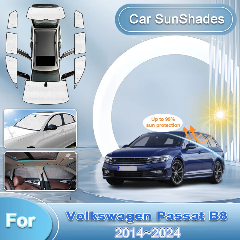 

Car Sunshade For Volkswagen Passat B8 2014~2024 2020 2022 Retractable UV Protection Reflector Sun Shade Visor Silver Shaby Tool