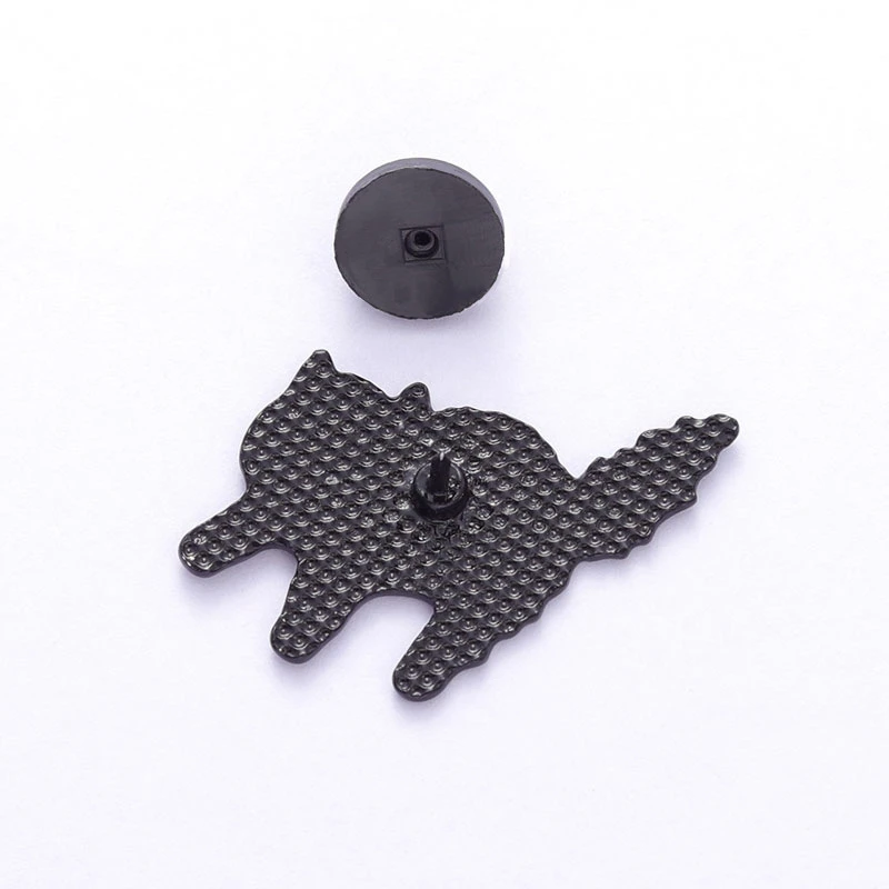 Cartoon Black Cat Flower Series Metal Baked Paint Badge Decorative Pin for Clothes And Backpacks