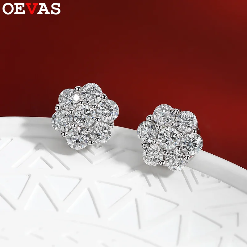 

OEVAS Real 0.84-1.4 Ct D color Moissanite Stud Earring For Women Top Quality 100% 925 Sterling Silver Sparkling Wedding Jewelry