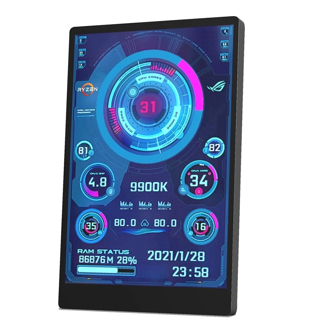 شاشة كمبيوتر جديدة لحالة ITX صغيرة 3.5 بوصة IPS TYPE-C شاشة ثانوية وحدة المعالجة المركزية GPU RAM HDD مراقبة شاشة USB بحرية AIDA64
