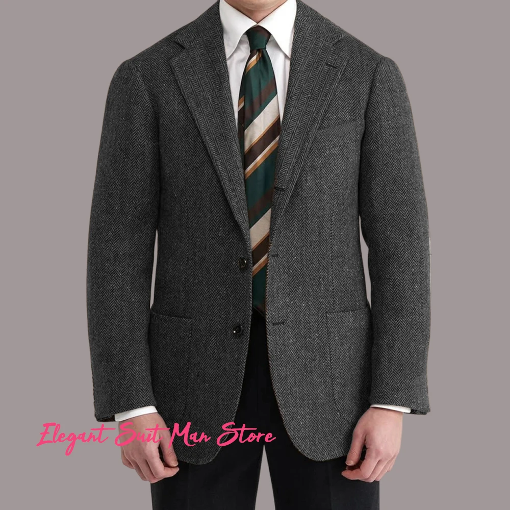 Cappotto corto da uomo in misto lana Giacca da uomo italiana retrò a spina di pesce Giacca da uomo casual slim fit in stile coreano