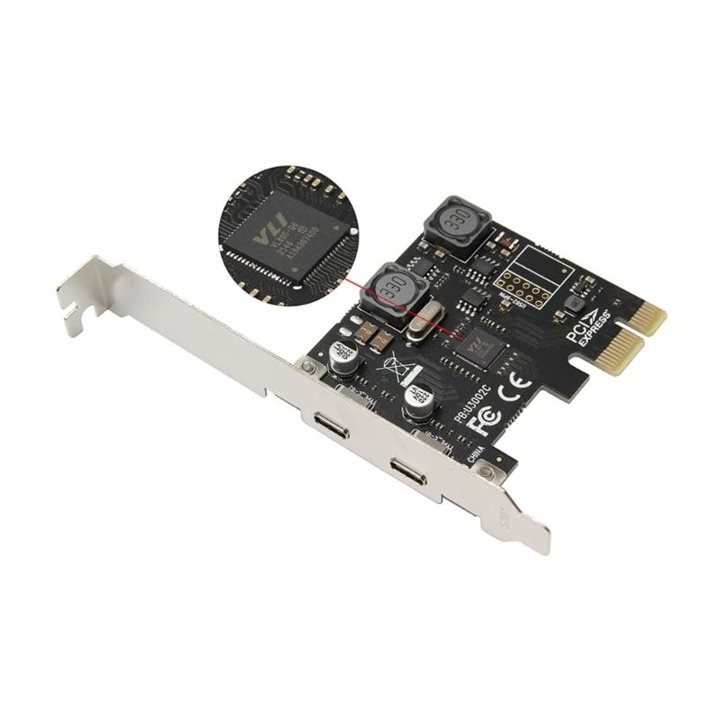 K3NB 2 Ports USB Type-C PCIe Add-On Adapter Card USB C USB3.1 PCIEx1 Expansion Card 5Gbps
