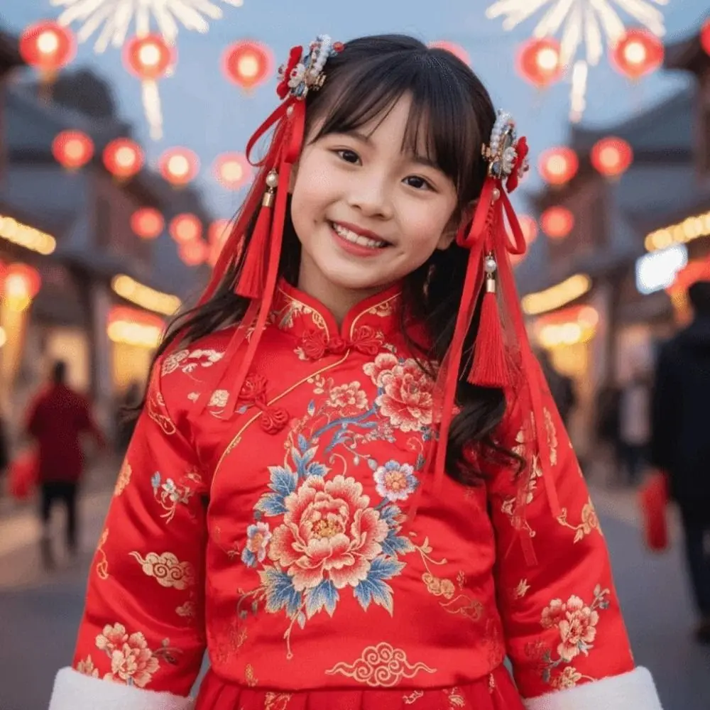 

2 шт., детская китайская заколка для волос с милым львом и бантом, цветок, новогодняя лента, заколки, бусины, костюм Тан, заколка для волос в древнем стиле, подарок