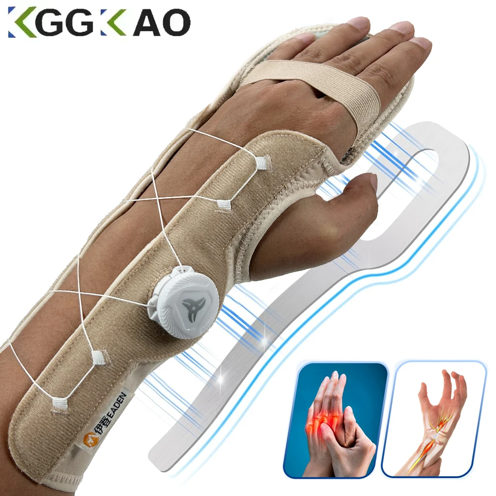 

Регулируемая фиксирующая шина для кисти руки (1 шт.) с поворотной ручкой для облегчения боли при инсульте, туннельном синдроме, растяжениях, а также для поддержки запястья и пальцев