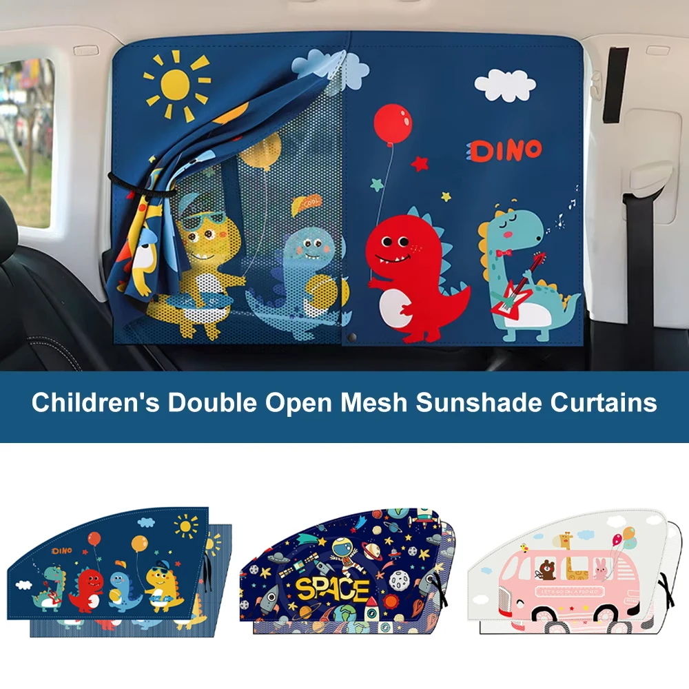 New 2 Layers Telescopic Magnetic Car Window Shades Mosquito Net Sun Cover Sunshade Uv Protection Block Mesh Curtain for Kid Baby